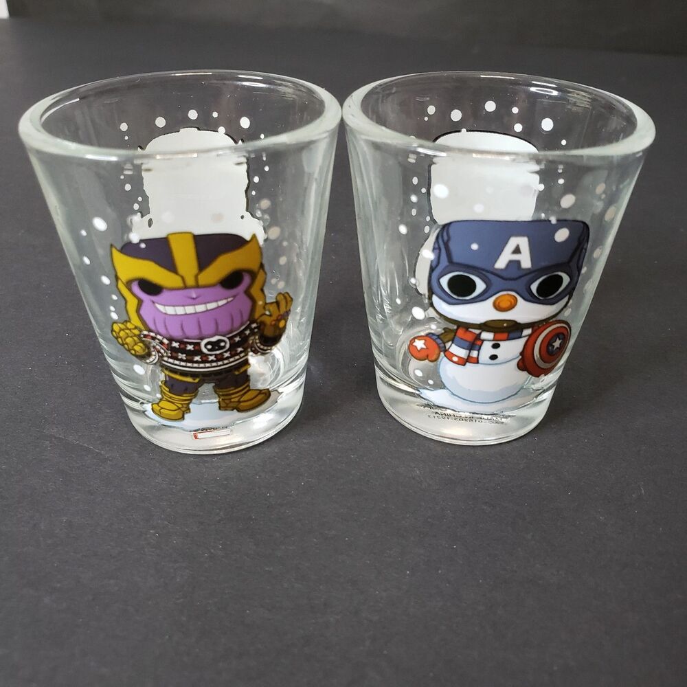 Set of 2 Collectible Funko Thanos Capt America Shot Glass Toothpick Holder